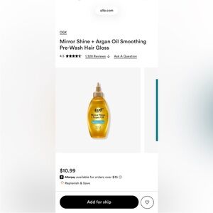 OGX Mirror Shine + Argan Oil Smoothing Pre-Wash Hair Gloss